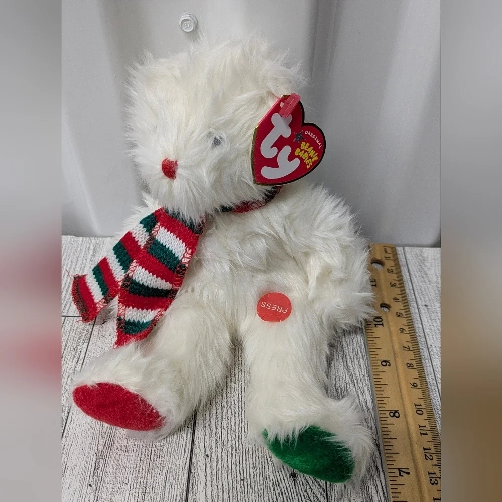 Ty muffler Festive White Bear with Red and Green Details